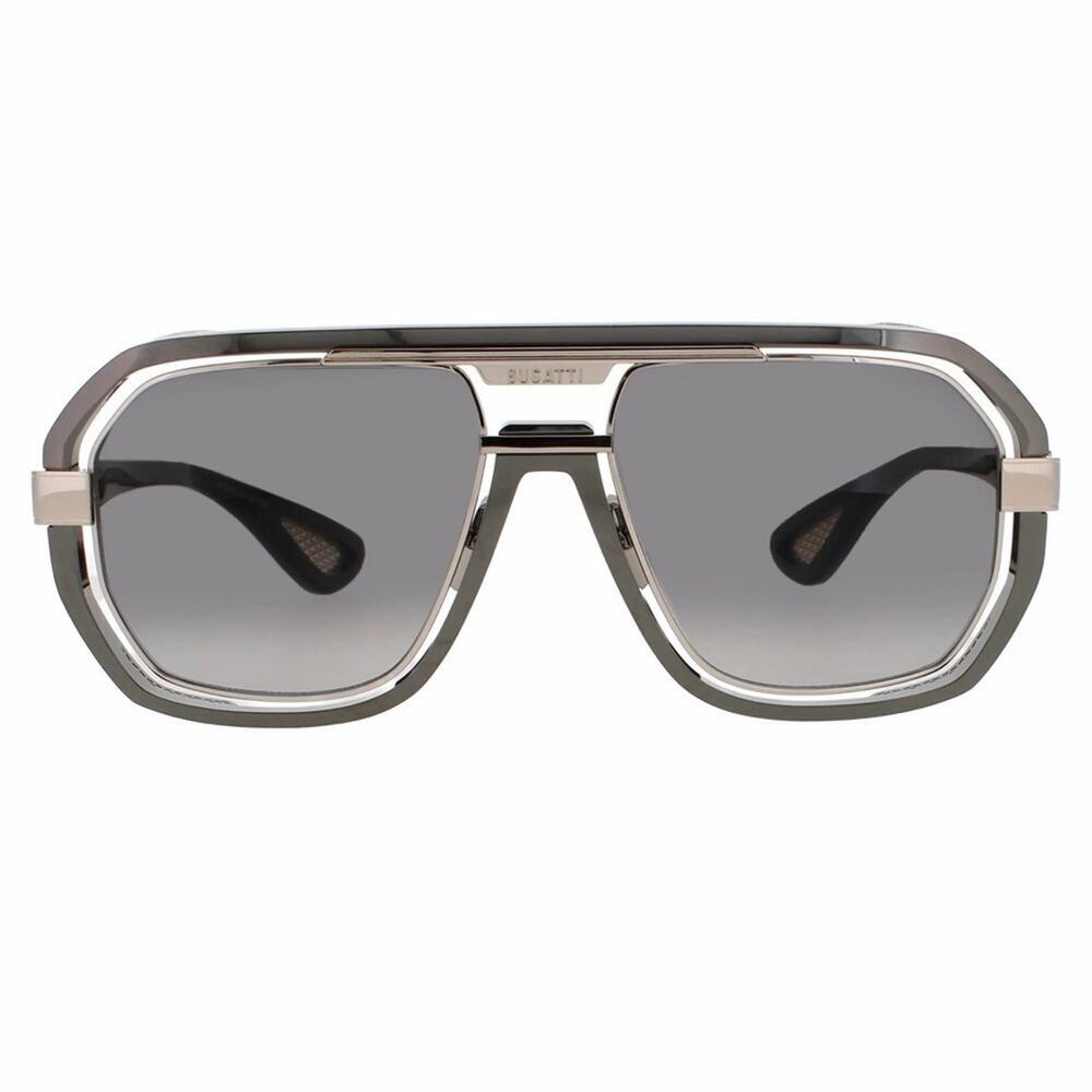 New! BUGATTI 08-GM/WG Stylish Gunmetal White Gold Sunglasses, Authentic